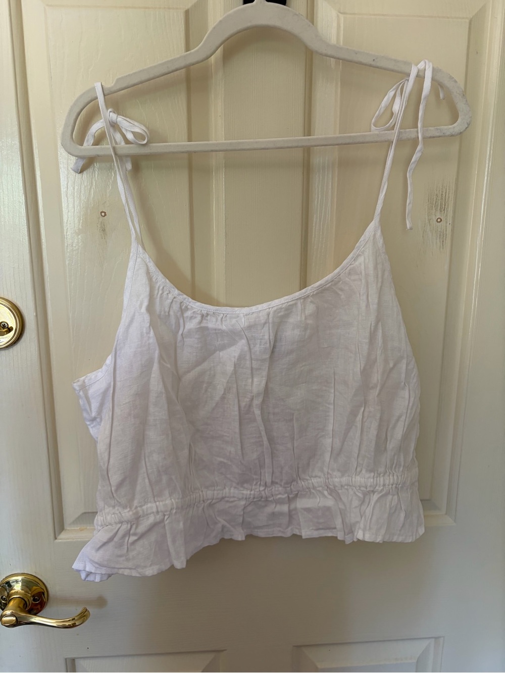 J. Crew White Tie-Strap Ruffle Hem Camisole